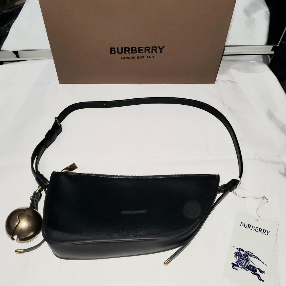Burberry Black Leather Crossbody Bag with Gold Accents